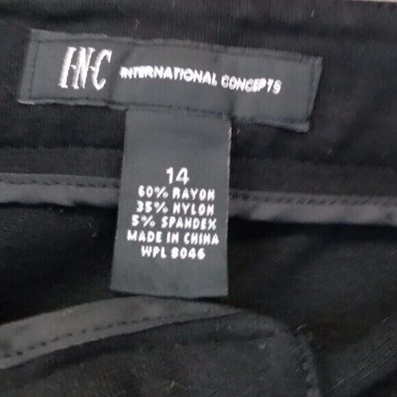 INC International Concepts Womens Straight Dress Pants Sz 14 Black Zip Pocket - Picture 3 of 8